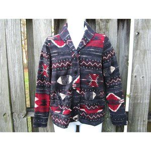 RALPH LAUREN LRL LAUREN JEANS Womens Aztec Jacket Blazer Cardigan Button Size L